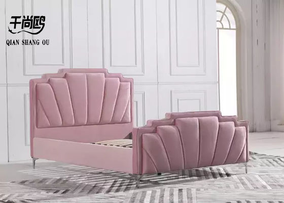 Luxury Soft King Size Tufted Platform Bed With Dutch Velvet